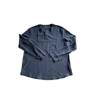 Sonoma Waffle Knit‎ Henley Shirt Men's XL Long Sleeve Navy Blue Cotton